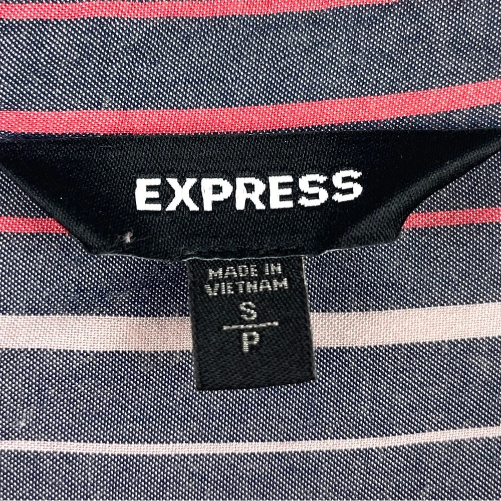 Women’s Express Long Multicolor Sleeve Button Up Blouse Size Small - Picture 3 of 4